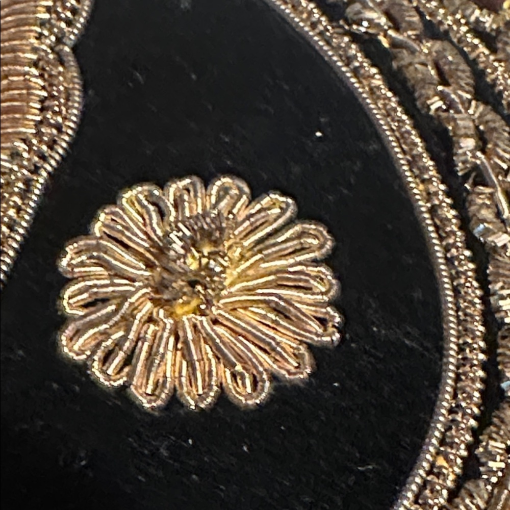 Maharani Embroidered Black and Gold Clutch Velvet Bag - Picture 8 of 13